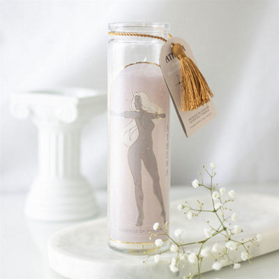 Athena Goddess Tube Candle With Clear Quartz Crystals - image 1