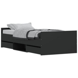 Berkfield Bed Frame With Headboard And Footboard Black 100X200 Cm - thumbnail 2