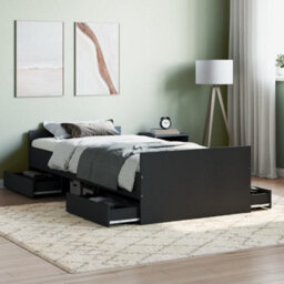 Berkfield Bed Frame With Headboard And Footboard Black 100X200 Cm - thumbnail 1