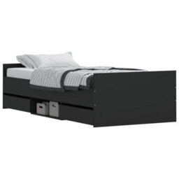 Berkfield Bed Frame With Headboard And Footboard Black 100X200 Cm - thumbnail 3