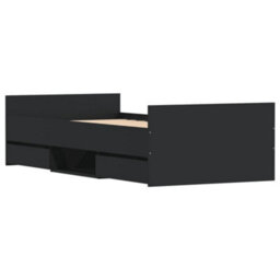 Berkfield Bed Frame With Headboard And Footboard Black 100X200 Cm - thumbnail 4