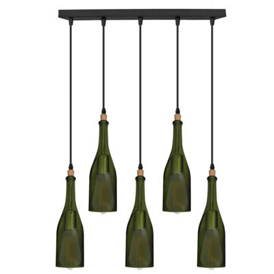 Classic Cluster Pendant Light With Glass Shades Wine Bottle 5 Pendant Light Lamp - image 1