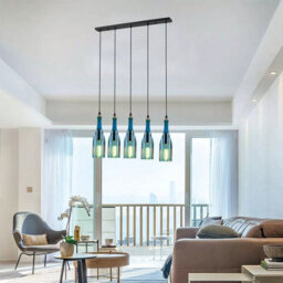 Classic Cluster Pendant Light With Glass Shades Wine Bottle 5 Pendant Light Lamp - thumbnail 3