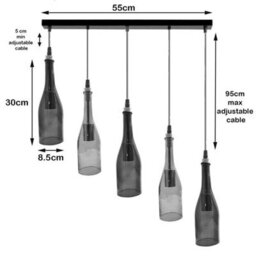 Classic Cluster Pendant Light With Glass Shades Wine Bottle 5 Pendant Light Lamp - thumbnail 2