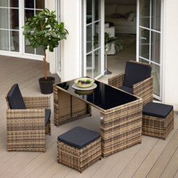 Tectake Garden Table And Chairs Palermo - Up To 4 People, Chairs, Stools And Table, Weather & Uv-Resistant - Grey - thumbnail 9