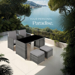 Tectake Garden Table And Chairs Palermo - Up To 4 People, Chairs, Stools And Table, Weather & Uv-Resistant - Grey - thumbnail 8