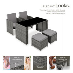 Tectake Garden Table And Chairs Palermo - Up To 4 People, Chairs, Stools And Table, Weather & Uv-Resistant - Grey - thumbnail 3