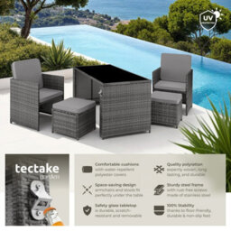 Tectake Garden Table And Chairs Palermo - Up To 4 People, Chairs, Stools And Table, Weather & Uv-Resistant - Grey - thumbnail 2
