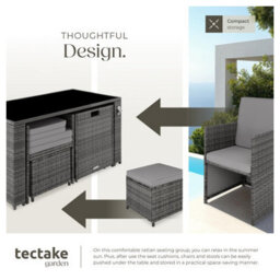 Tectake Garden Table And Chairs Palermo - Up To 4 People, Chairs, Stools And Table, Weather & Uv-Resistant - Grey - thumbnail 4