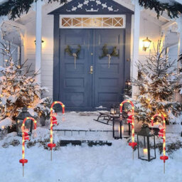 Amorly 2Pcs Solar Candy Cane Pathway Lights, Ip65 Waterproof Outdoor Light Up Xmas Decorations With Adjustable Dual Lighting Modes - thumbnail 8