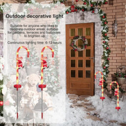 Amorly 2Pcs Solar Candy Cane Pathway Lights, Ip65 Waterproof Outdoor Light Up Xmas Decorations With Adjustable Dual Lighting Modes - thumbnail 3