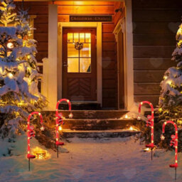 Amorly 2Pcs Solar Candy Cane Pathway Lights, Ip65 Waterproof Outdoor Light Up Xmas Decorations With Adjustable Dual Lighting Modes - thumbnail 7