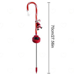 Amorly 2Pcs Solar Candy Cane Pathway Lights, Ip65 Waterproof Outdoor Light Up Xmas Decorations With Adjustable Dual Lighting Modes - thumbnail 2