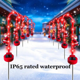 Amorly 2Pcs Solar Candy Cane Pathway Lights, Ip65 Waterproof Outdoor Light Up Xmas Decorations With Adjustable Dual Lighting Modes - thumbnail 5
