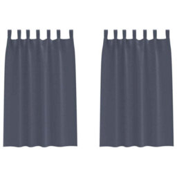 Berkfield Curtains With Curtains 2 Pcs Anthracite Polyester - thumbnail 2