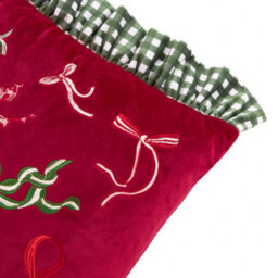 furn. Furn Ditsy Bows Velvet Ruffle Trim Cushion Cover, Red/green, 30 X 50 Cm - thumbnail 3