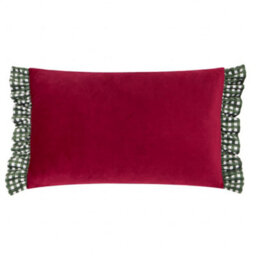 furn. Furn Ditsy Bows Velvet Ruffle Trim Cushion Cover, Red/green, 30 X 50 Cm - thumbnail 2
