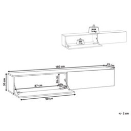 Wyld And Coco Wall-Mounted Tv Stand Red Brown For Tvs Up To 70 Inch With Two Hidden Cabinets - thumbnail 4