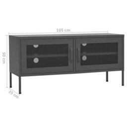 Walplus Tv Stand Cabinet Tv Unit Anthracite 105X35X50 Cm Steel With Storage Shelve - thumbnail 9