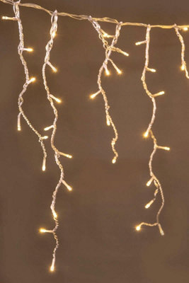 Christmas Tree World Ctw Clear Cable 720 Led Snowing Icicle Light Set - Warm White W/ 48 Gutter Hooks - image 1