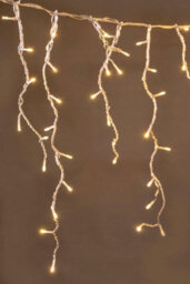 Christmas Tree World Ctw Clear Cable 720 Led Snowing Icicle Light Set - Warm White W/ 48 Gutter Hooks - thumbnail 1