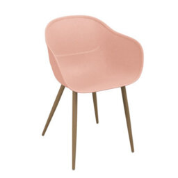"Suntime Outdoor Or Indoor Pp Plastic Moulded Chair With Steel ""wood Effect"" Legs In Pink"