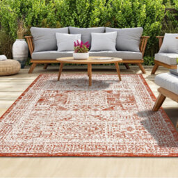 Homeart Outdoor Indoor Rug, Easy Clean, Uv Weather Resistant Rug For Patio, Gardenvintage Terra, Cream,80X150Cm - thumbnail 1
