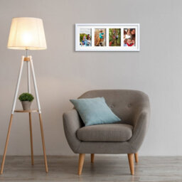 AK Frames 50X20Cm White Sleek Multi Photo Frame With White Mount - Holds 4 Apertures (4X) 6X4 Photos - thumbnail 3