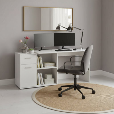 Amos Mann Furniture Carla Corner Flexi Desk White With Drawers 360-001Wht - image 1