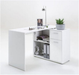 Amos Mann Furniture Carla Corner Flexi Desk White With Drawers 360-001Wht - thumbnail 6