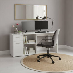 Amos Mann Furniture Carla Corner Flexi Desk White With Drawers 360-001Wht - thumbnail 1