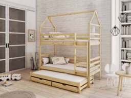 Arte Classic Pine Dhalia Bunk Bed With Trundle & Foam Bonnell Mattresses - Timeless (H2170mm W1980mm D980mm) - thumbnail 3