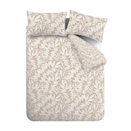 Catherine Lansfield Sorrel Leaf Reversible Double Duvet Cover Set With Pillowcases Natural - thumbnail 6