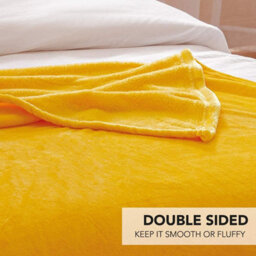 Keplin Flannel Fleece Throw Blanket 130 X 150Cm, Mustard - thumbnail 3