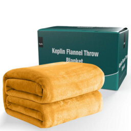 Keplin Flannel Fleece Throw Blanket 130 X 150Cm, Mustard - thumbnail 7