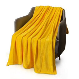 Keplin Flannel Fleece Throw Blanket 130 X 150Cm, Mustard - thumbnail 1