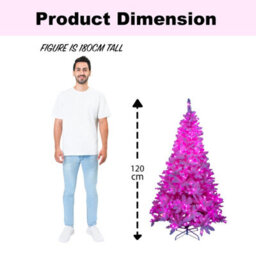 Shatchi Pre-Lit Pink Flocked Christmas Tree - 308 Tips With 144 Led Lights, Snowy Finish - thumbnail 6