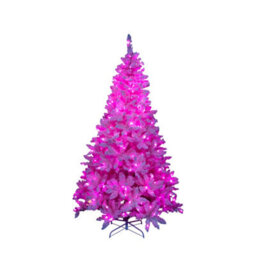 Shatchi Pre-Lit Pink Flocked Christmas Tree - 308 Tips With 144 Led Lights, Snowy Finish - thumbnail 5