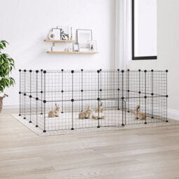Walplus 36-Panel Pet Cage With Door Black 35X35 Cm Steel - thumbnail 1