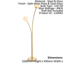 Floor Lamp Light Satin Brass & Opal Glass 2 X 3W Led G9 Complete Lamp - thumbnail 2