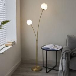 Floor Lamp Light Satin Brass & Opal Glass 2 X 3W Led G9 Complete Lamp - thumbnail 3