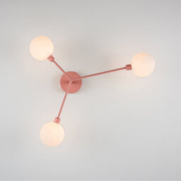 Houseof 3 Light Frosted Glass Orb Straight Arm Flush Ceiling Light - Pink - thumbnail 3