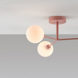 Houseof 3 Light Frosted Glass Orb Straight Arm Flush Ceiling Light - Pink - thumbnail 2