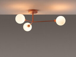 Houseof 3 Light Frosted Glass Orb Straight Arm Flush Ceiling Light - Pink - thumbnail 7