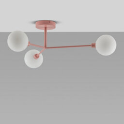 Houseof 3 Light Frosted Glass Orb Straight Arm Flush Ceiling Light - Pink - thumbnail 4