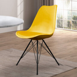 Fusion Living Soho Yellow Plastic Dining Chair With Black Metal Legs - thumbnail 2