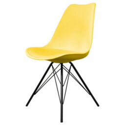 Fusion Living Soho Yellow Plastic Dining Chair With Black Metal Legs