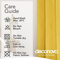 Deconovo Blackout Curtains, Gold Wave Foil Printed Eyelet Curtains For Kids Bedroom, 46 X 72 Inch (W X L), Mellow Yellow, One Pair - thumbnail 6