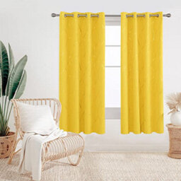 Deconovo Blackout Curtains, Gold Wave Foil Printed Eyelet Curtains For Kids Bedroom, 46 X 72 Inch (W X L), Mellow Yellow, One Pair - thumbnail 2