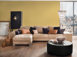 As Creation Bricoflor Yellow Wallpaper With Gold Line Detailing Bright Sunshine Yellow Square 10.05 X 0.53 M - thumbnail 6